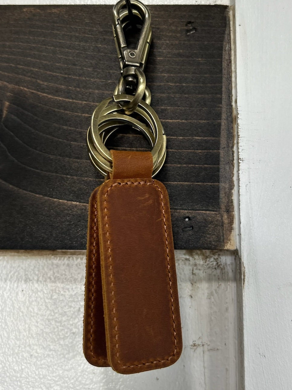 Leather keychain brown