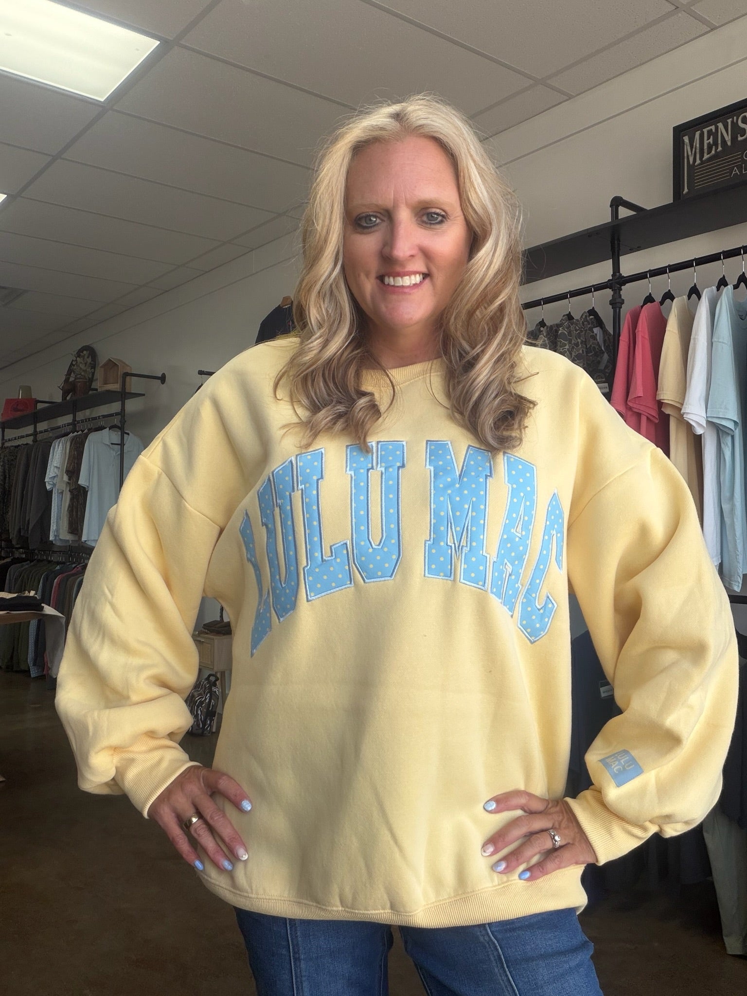 Lulu Mac Yellow/blue polka dot sweatshirt