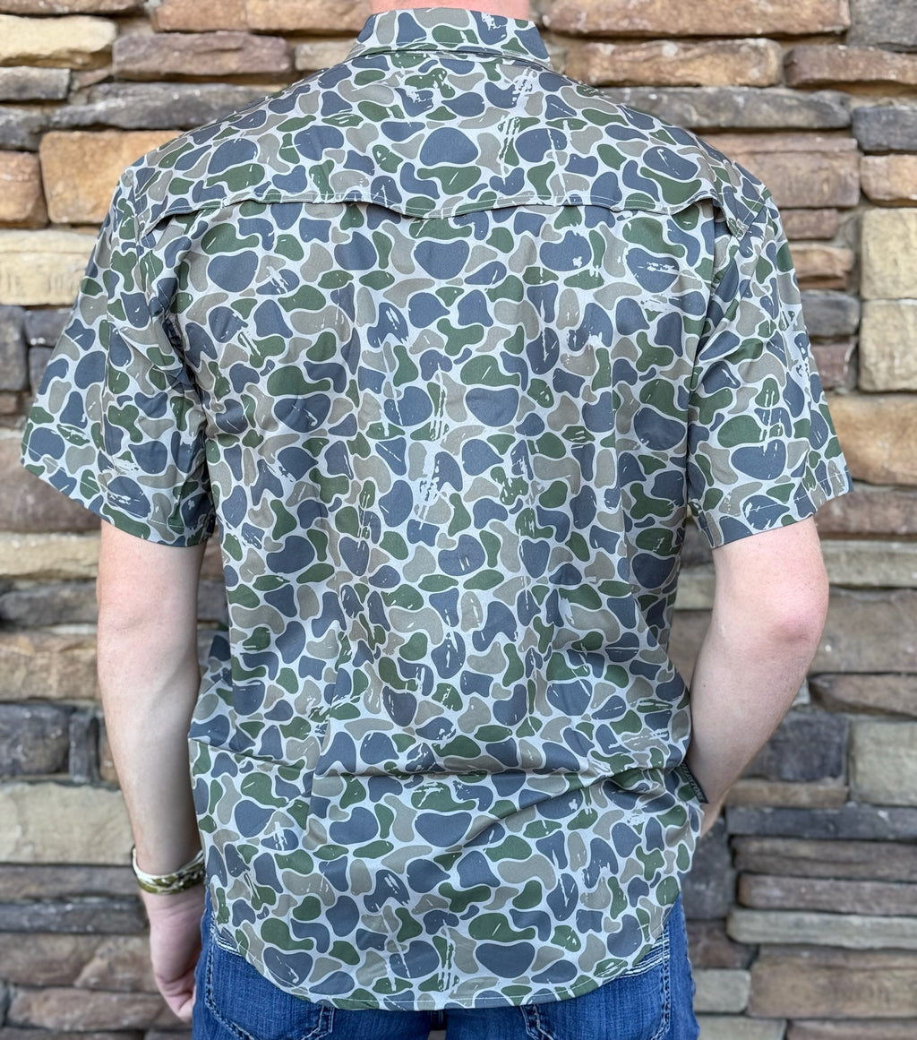 Roost backwoods camo button down shirt