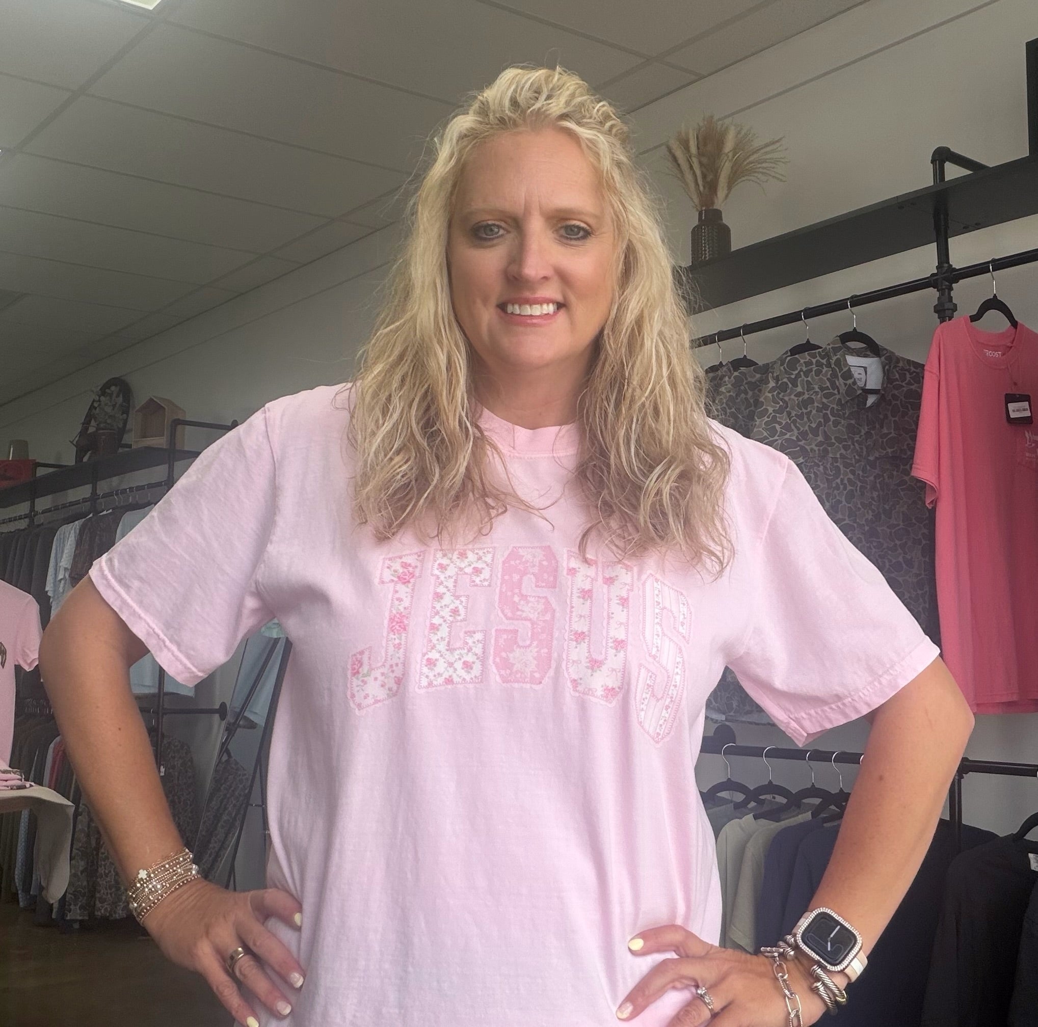 Jesus pink comfort colors tee