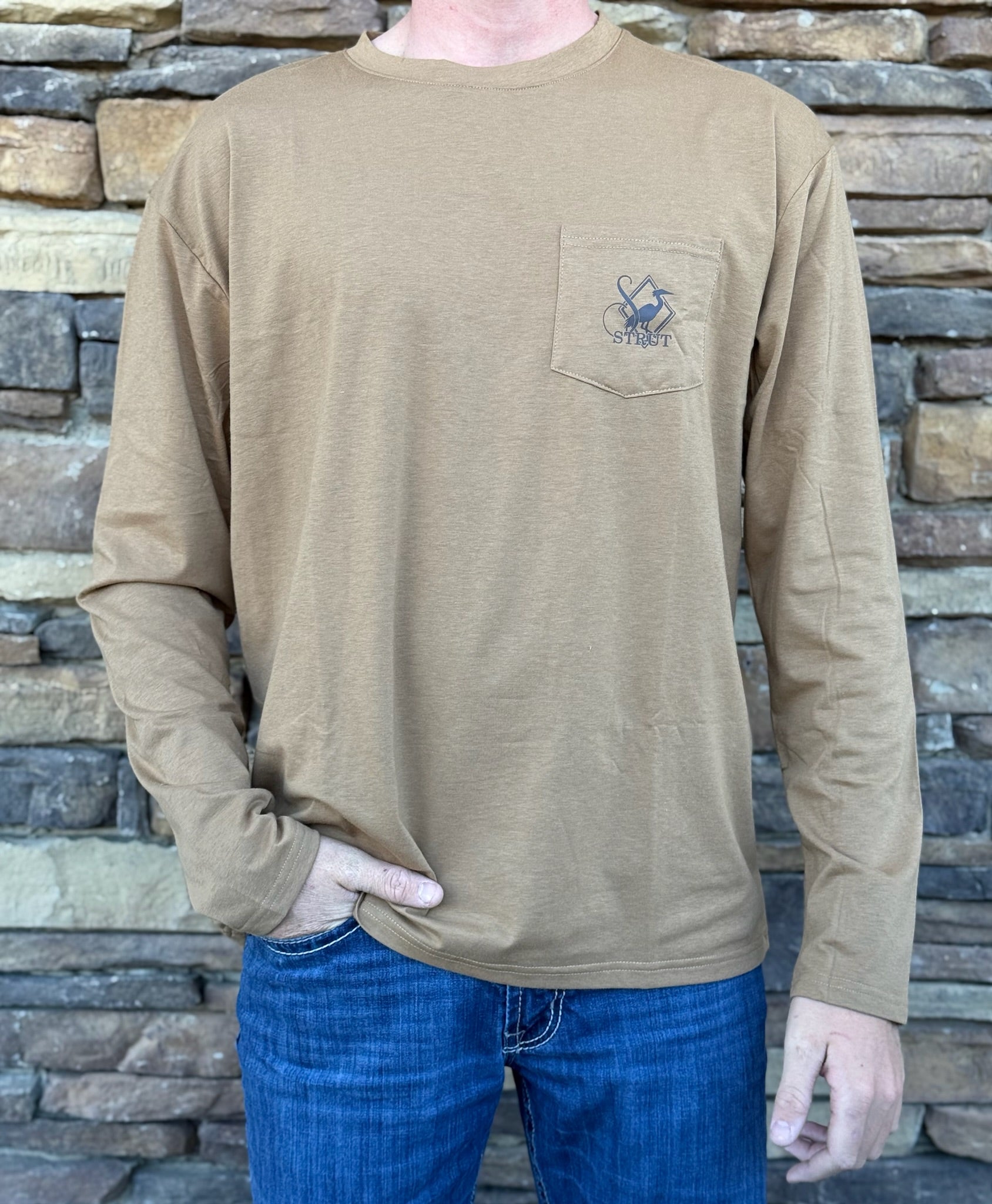Southern Strut brown plain long sleeve tee