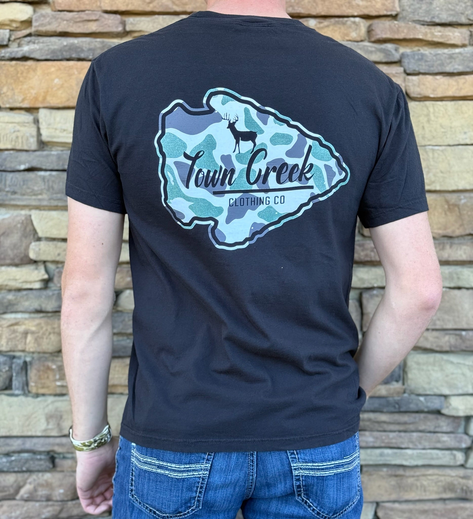 Town Creek Camo Black Tee