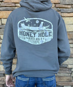 Honey Hole grey boat buddy hoodie