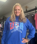 USA blue mock neck sweatshirt