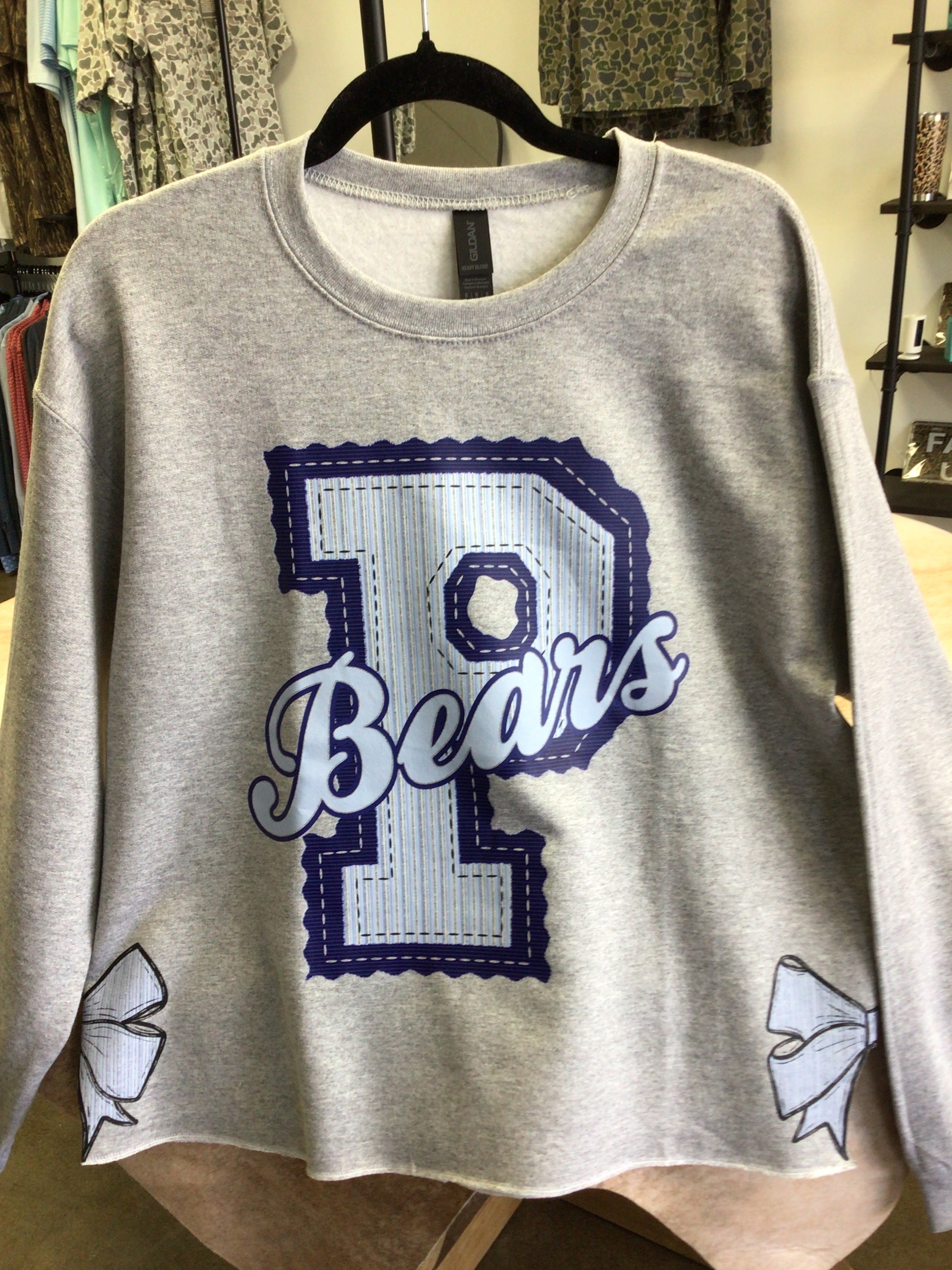Gray Bears sweatshirt with bow