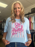 So Loved light blue tee shirt
