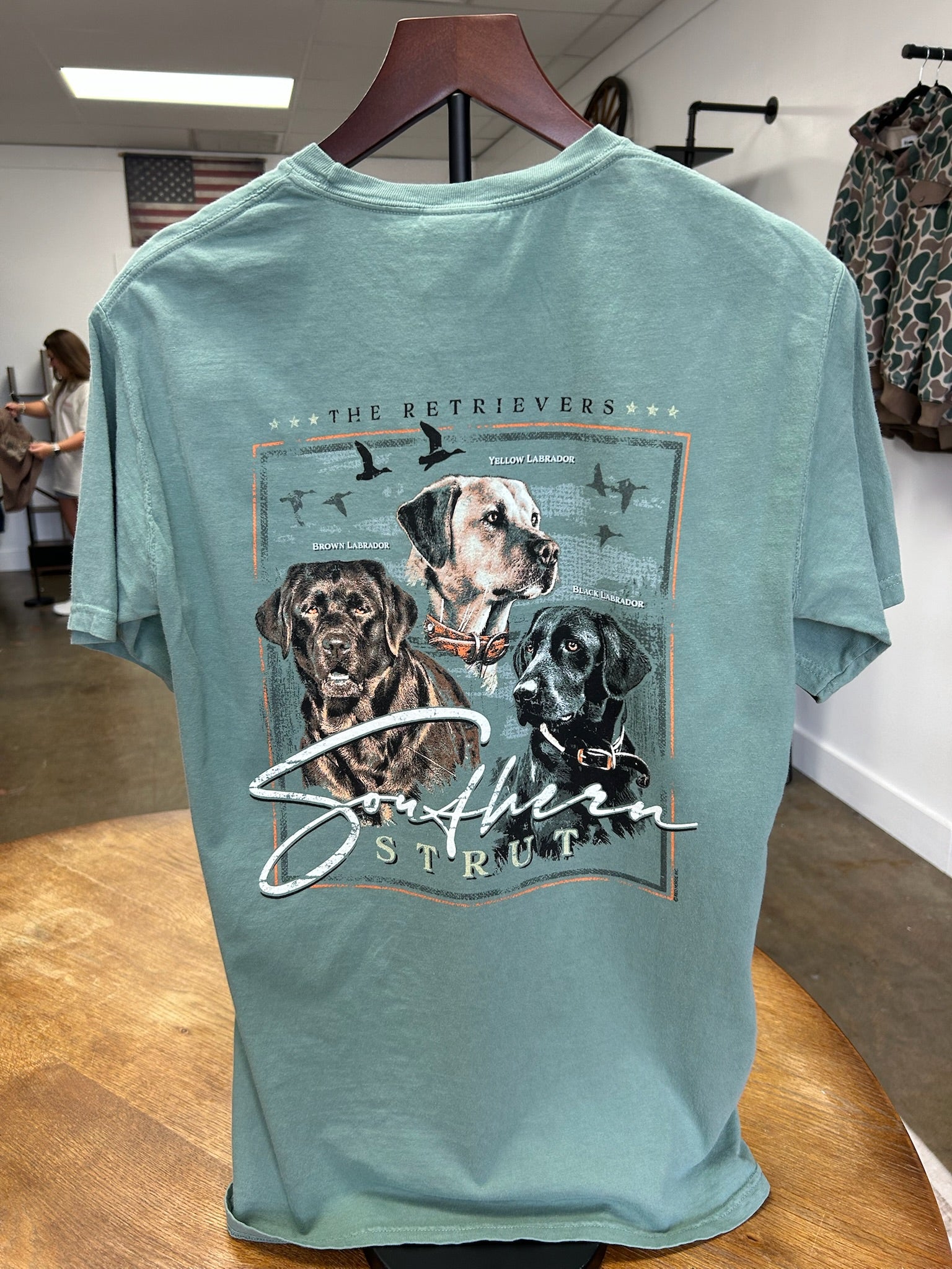 Southern Strut green lab trio tee