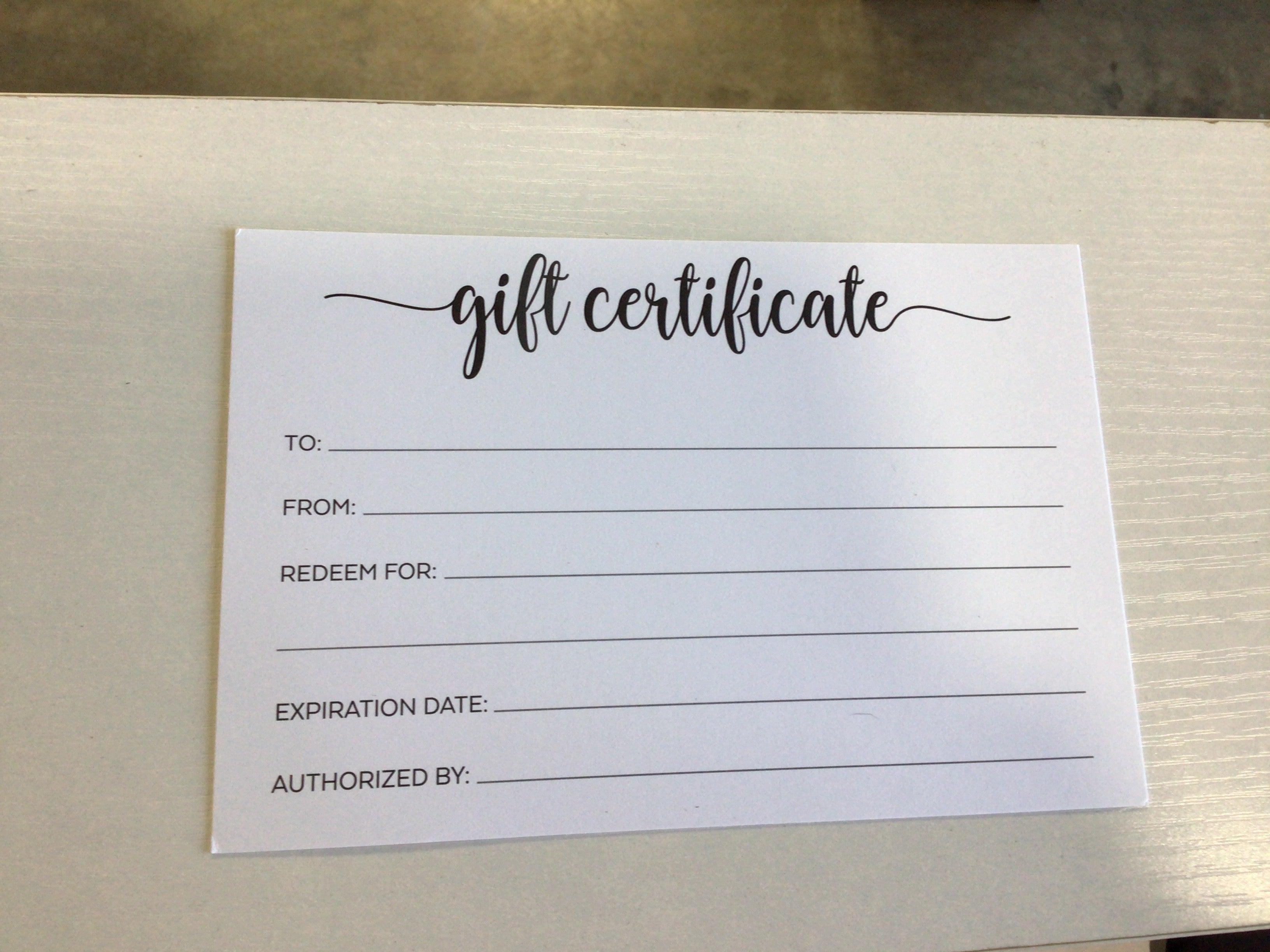 Gift certificate $25.00