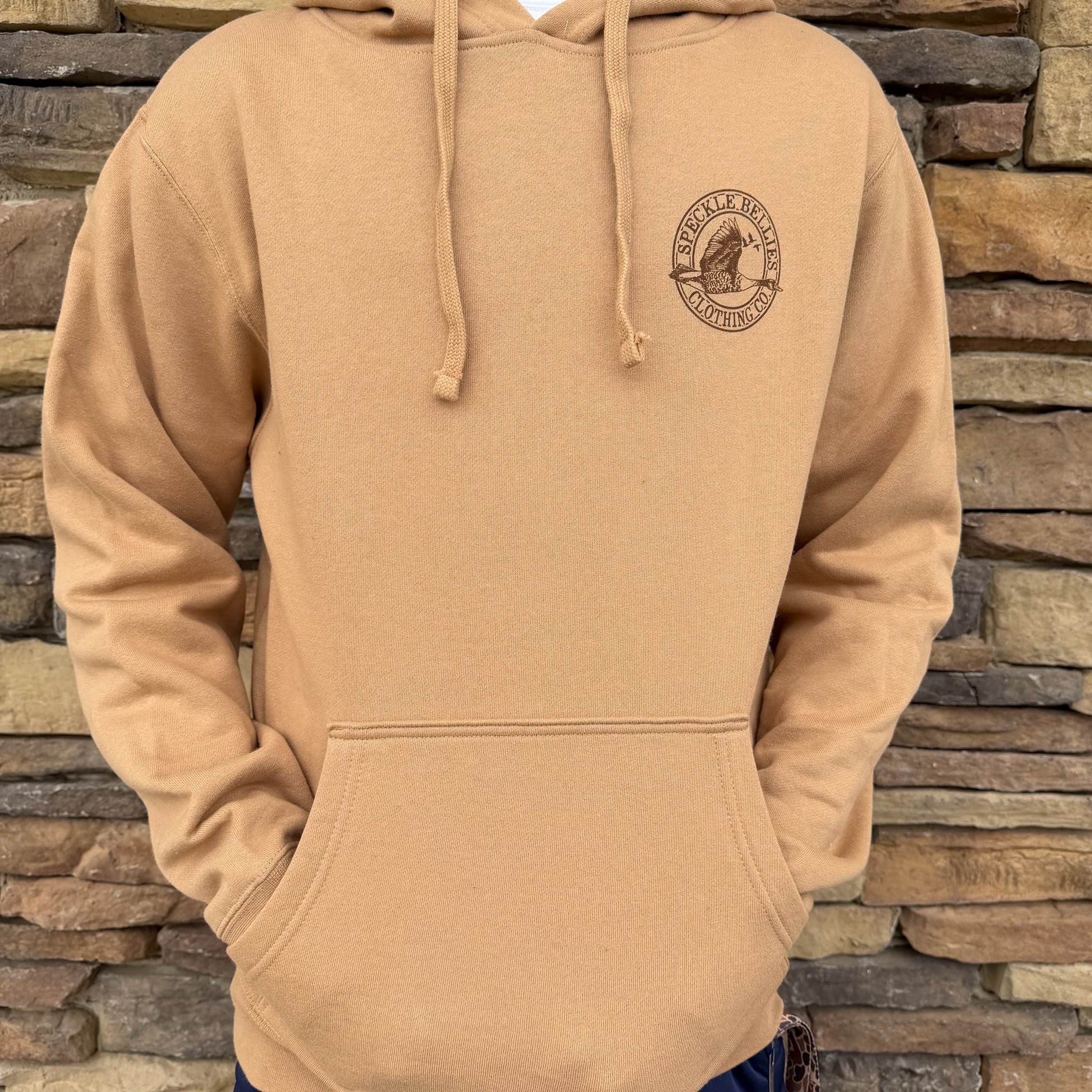 Speckle Bellies Tan and Camo Trademark Hoodie