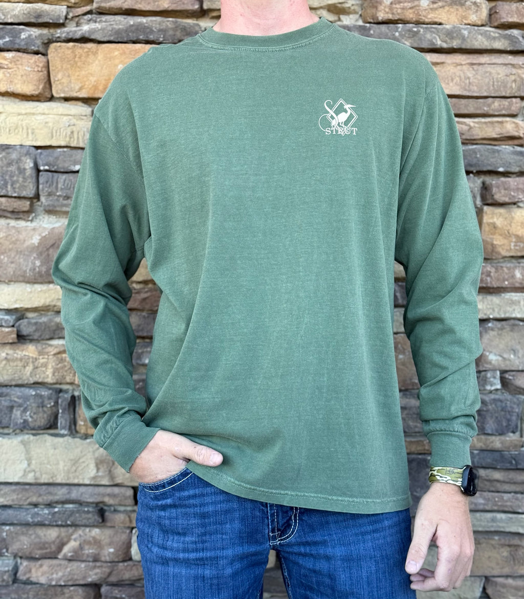 Southern Strut duck hunt label cut em long sleeve tee