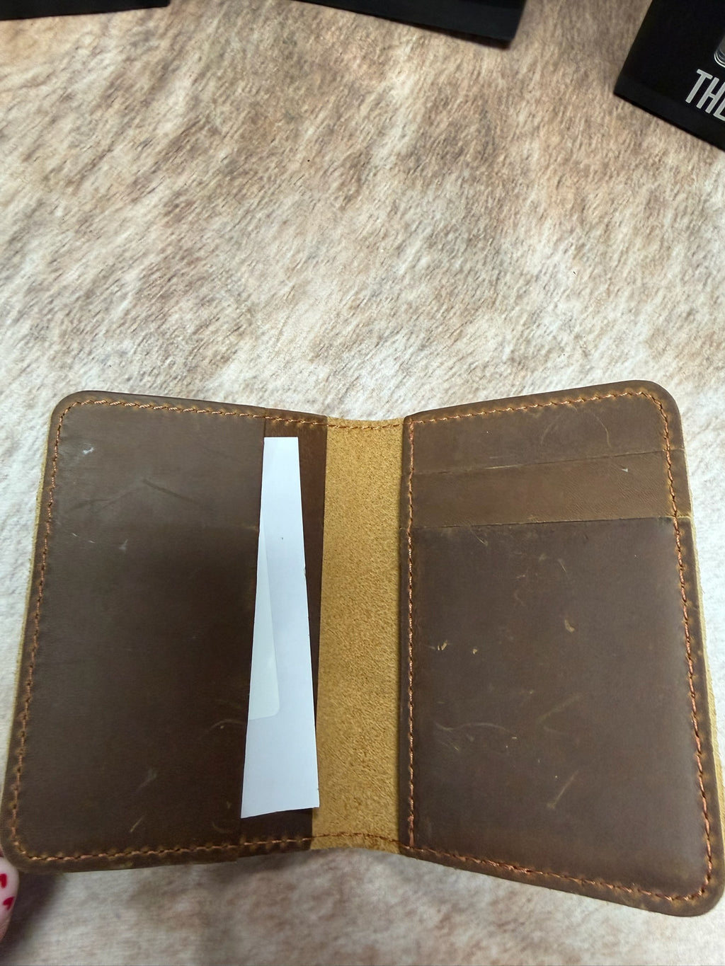 Leather wallet flip light brown
