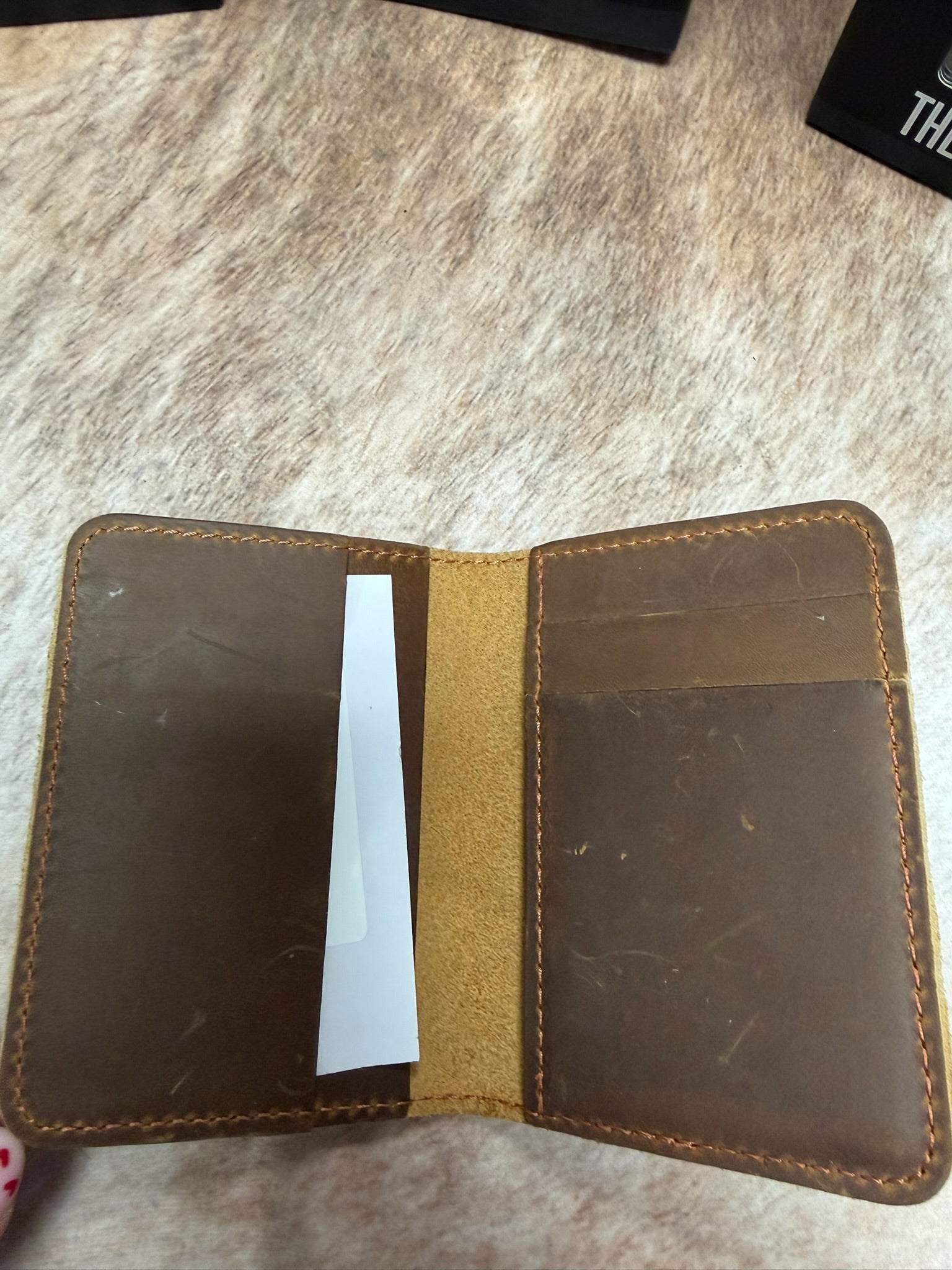Leather wallet flip light brown