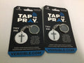 Tap to pray white cross keychain
