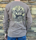 Southern Strut hunting around clock long sleeve tee