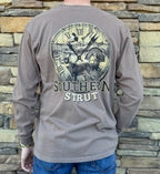 Southern Strut hunting around clock long sleeve tee