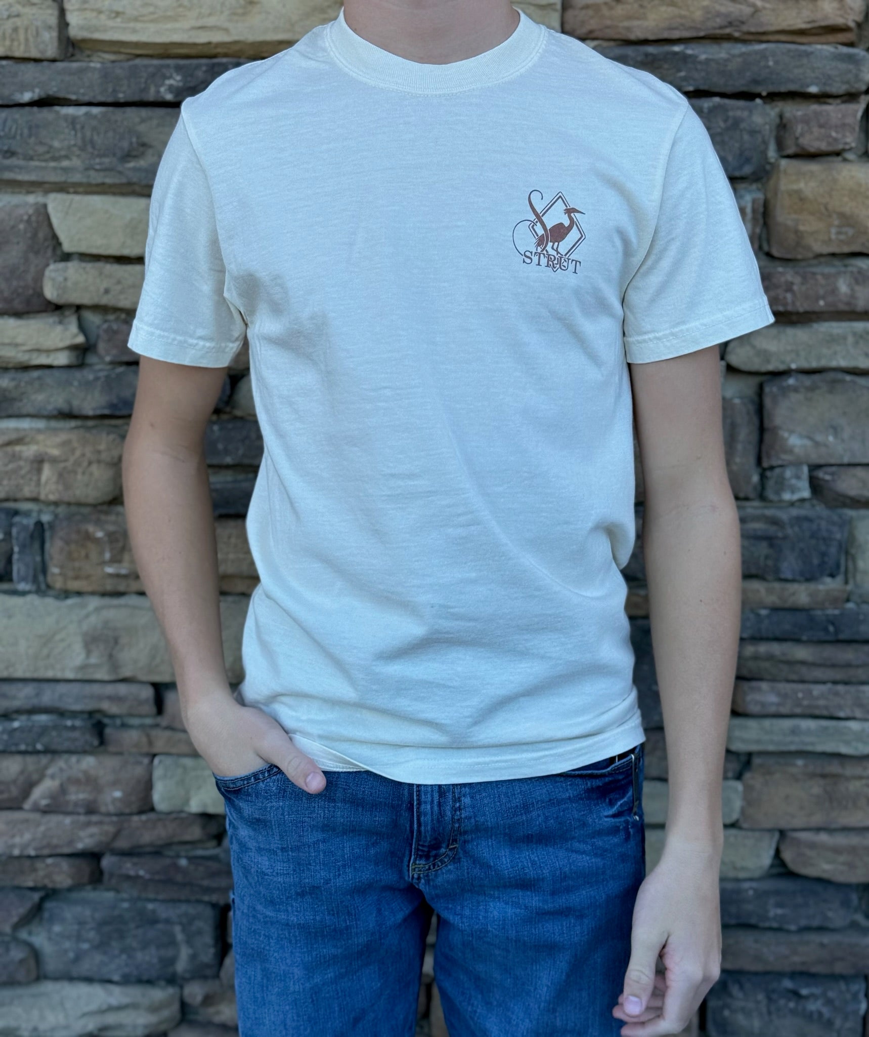 Southern Strut Camo Buck Ivory Tee