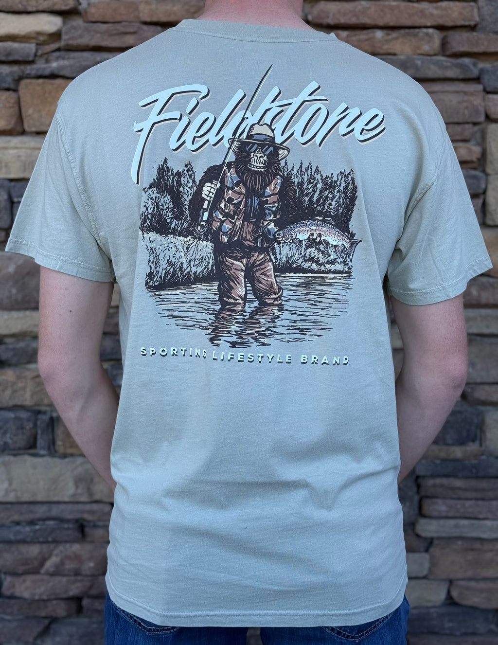 Fieldstone  Bigfoot gone fishing tee