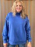 Blue mock neck