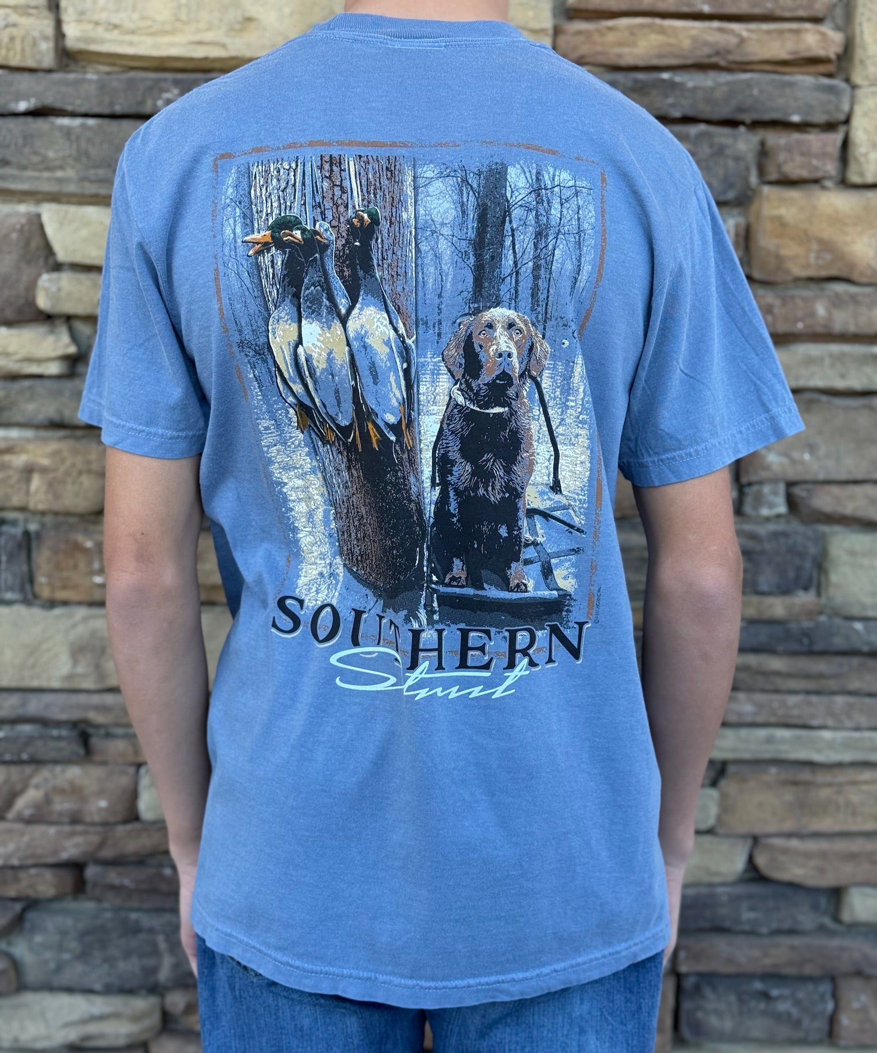 Southern Strut Marsh dog with ducks tee