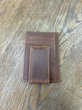 Leather wallet with magnet clip light brown
