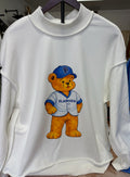 White baseball bear mock neck