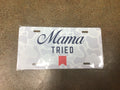 Mama Tried White Camo Truck Tag