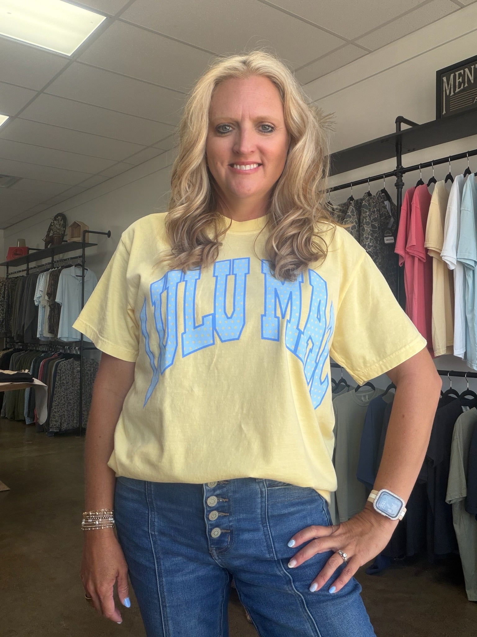 Lulumac yellow/blue polka dot tee shirt
