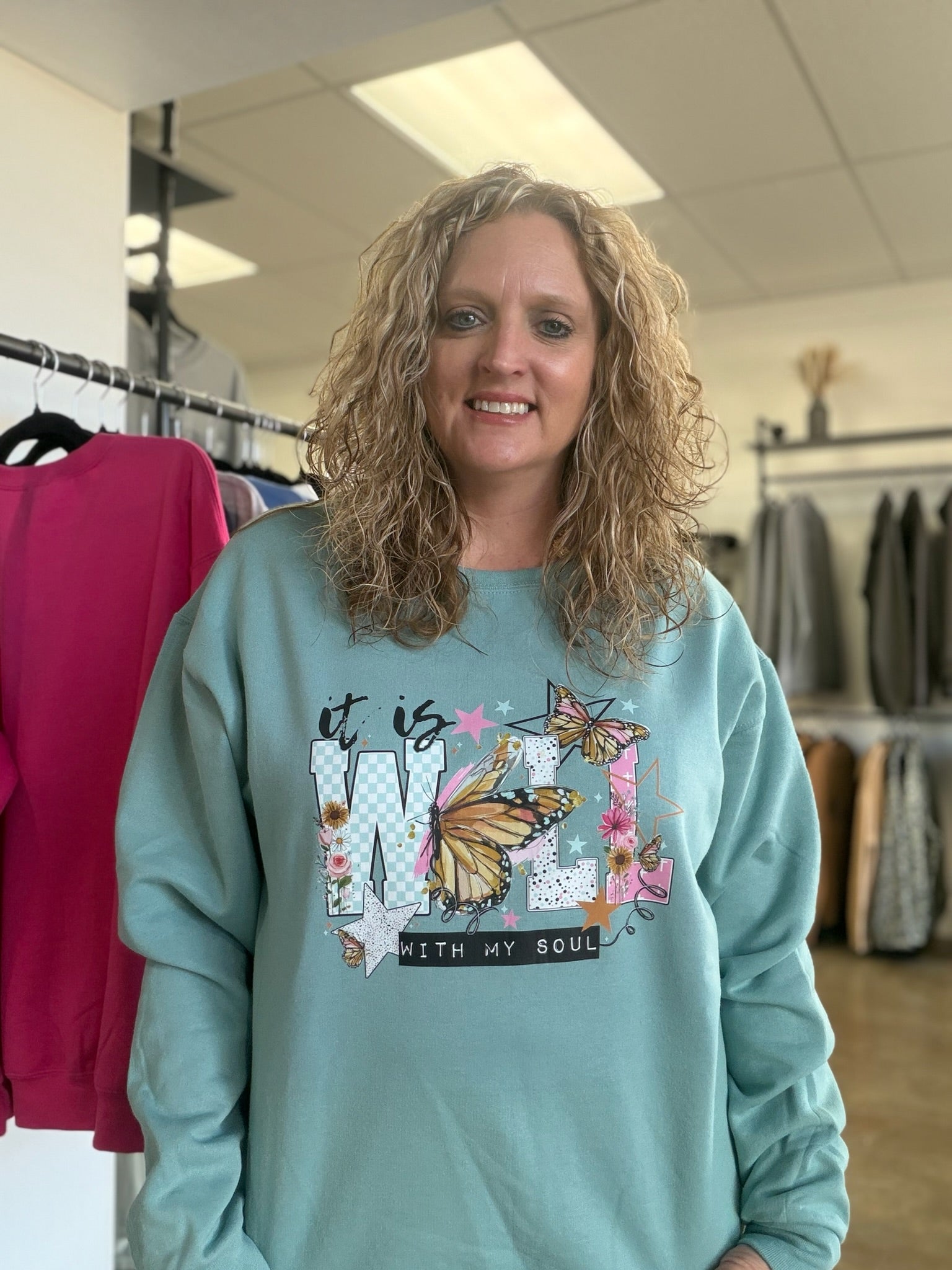 It is well sage green sweatshirt