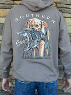 Southern Strut dog and duck brown hoodie