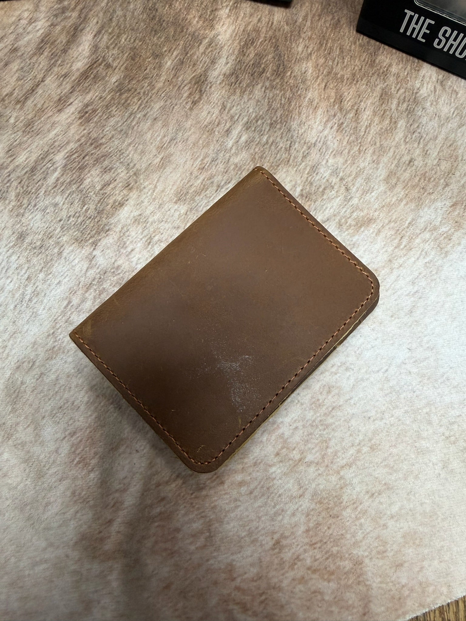 Leather wallet flip light brown