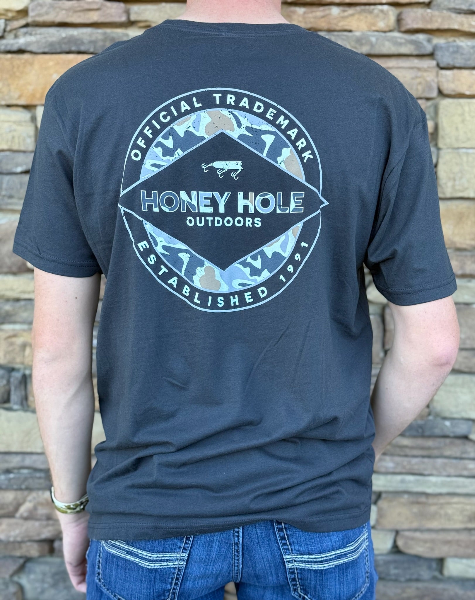 Honey Hole Camo Black Tee Shirt