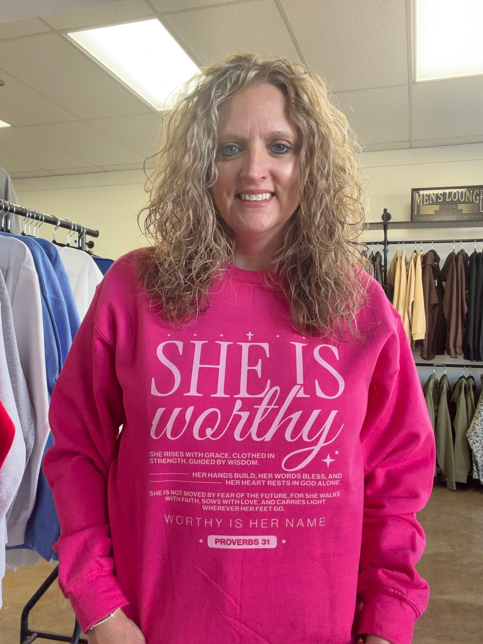 She is Worthy Sweatshirt (dark pink)