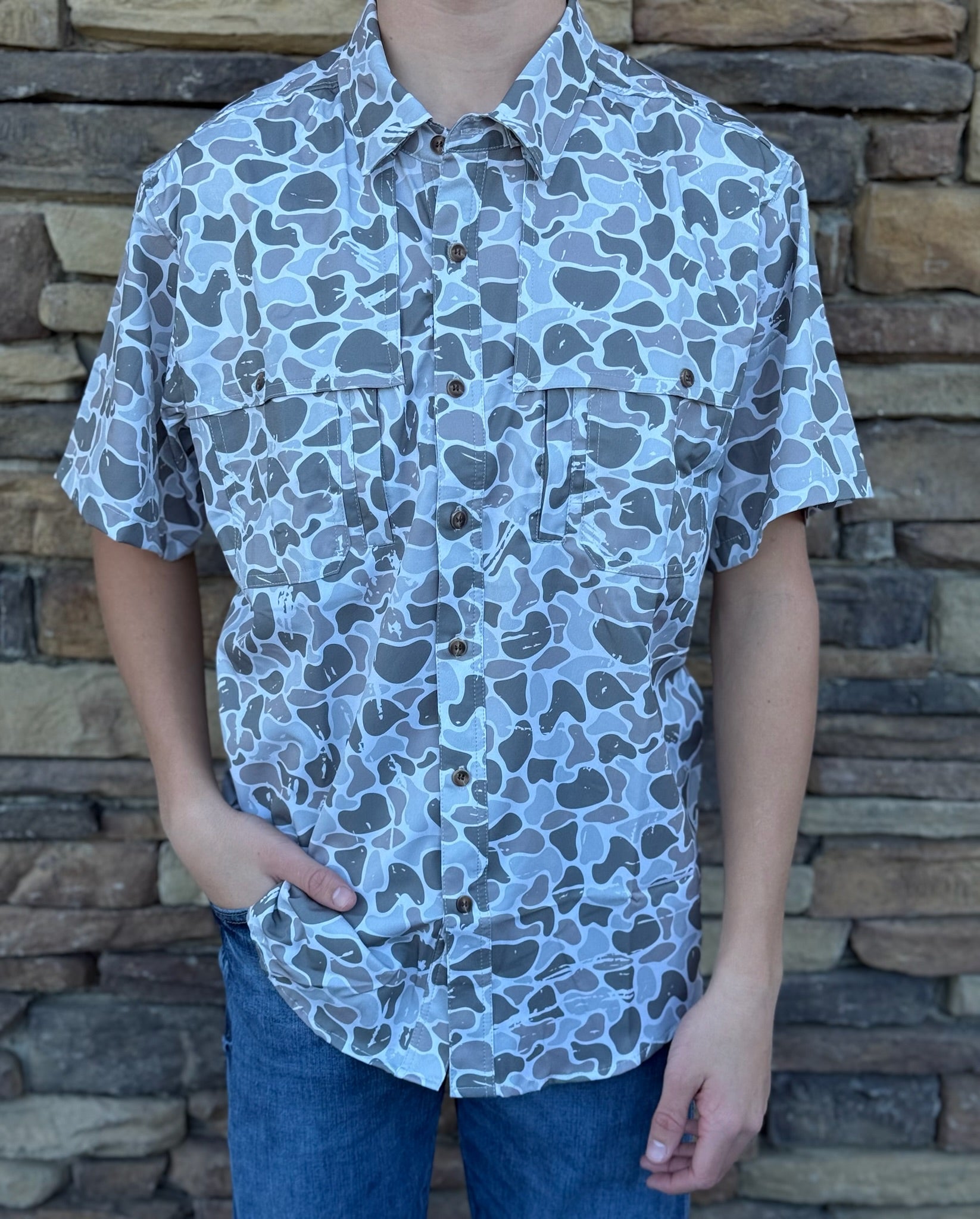 Fieldstone marsh camo button down