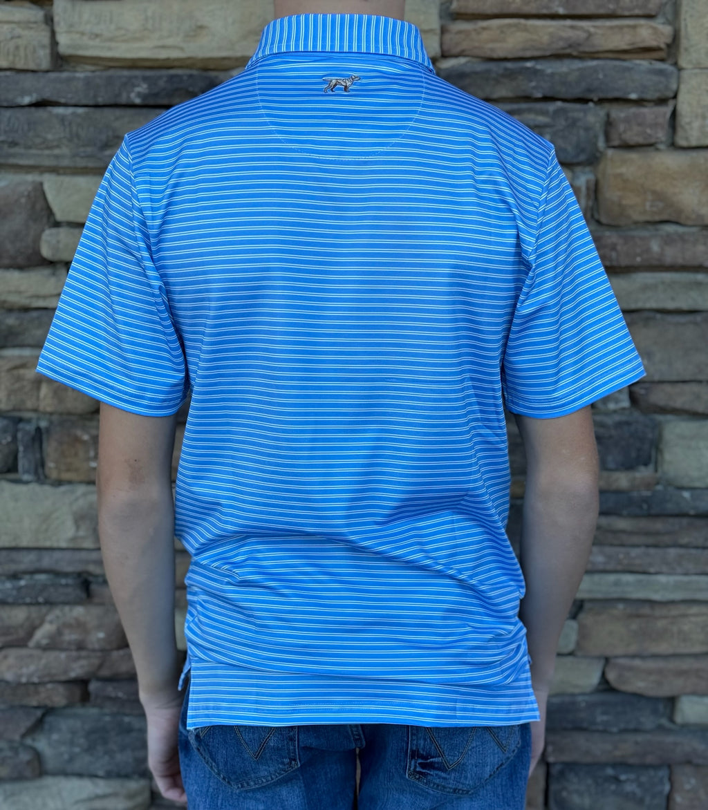 Fieldstone carlisle blue striped polo
