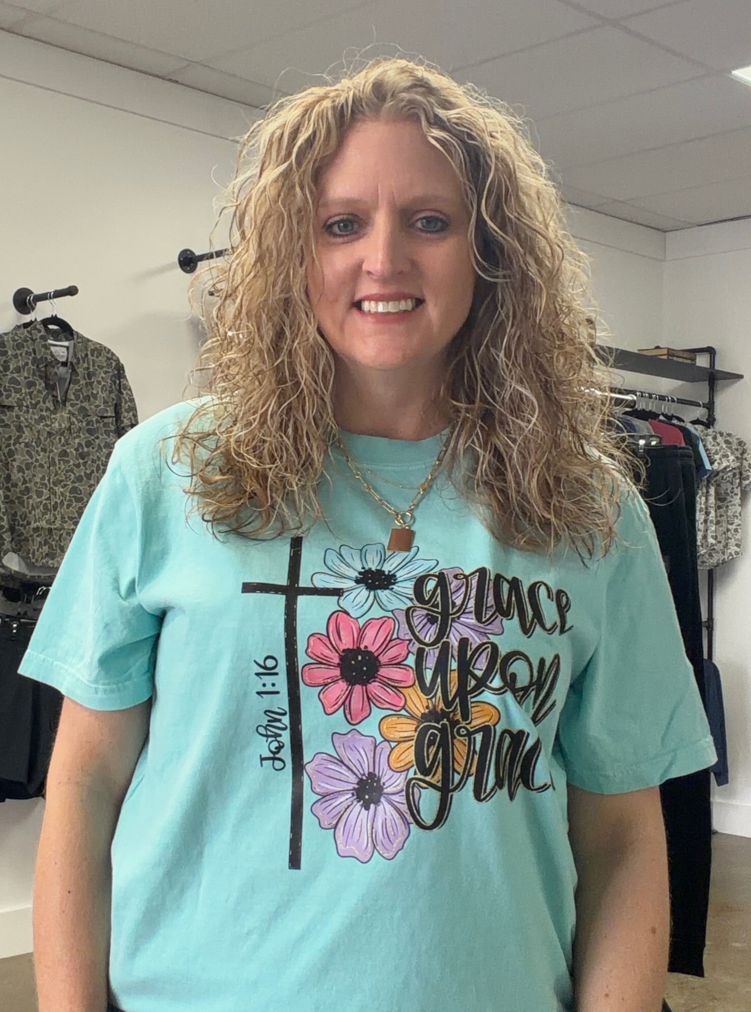 Grace Upon Grace comfort color mint green tee